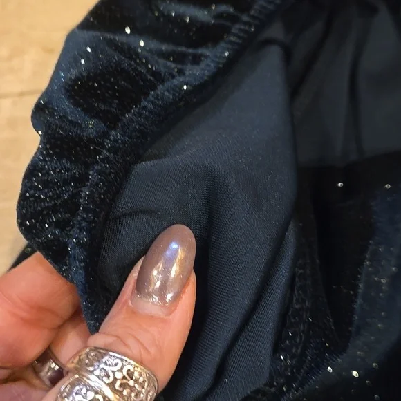 Altar'd State Holiday Dark Green Shimmery Velvet Midi Dress - Picture 6 of 10